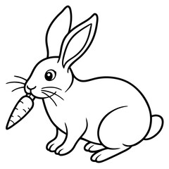 Intricate Line Art Rabbit Nibbling a Carrot