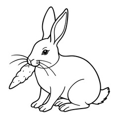Intricate Line Art Rabbit Nibbling a Carrot