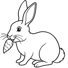 Obraz premium Intricate Line Art Rabbit Nibbling a Carrot