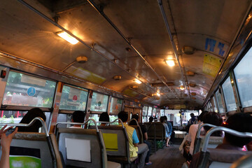 interior of a retro bus