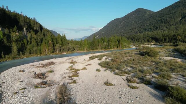 Aerial view of river bed in Vorderriss