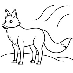Fox in Snow Line Art with Tail Wrapped