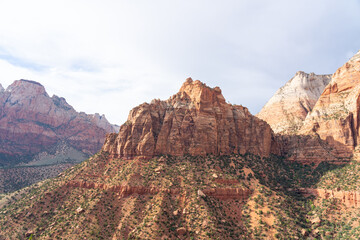 Fototapeta premium landscape of Zion National Park in Utah. Zion National Park is a southwest Utah nature preserve distinguished by Zion Canyon’s steep red cliffs.