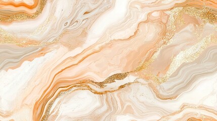 Elegance in Peach and Gold: Unseen Marble Pattern with Flowing Design