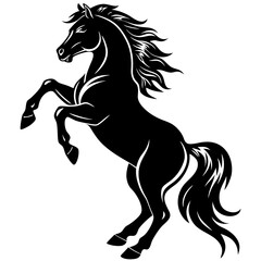 Dynamic Horse Silhouette Energetic Rearing Vector Art