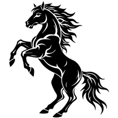 Dynamic Horse Silhouette Energetic Rearing Vector Art