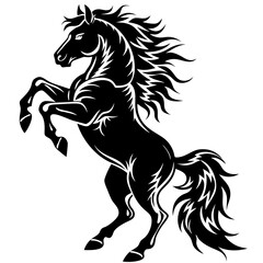 Dynamic Horse Silhouette Energetic Rearing Vector Art