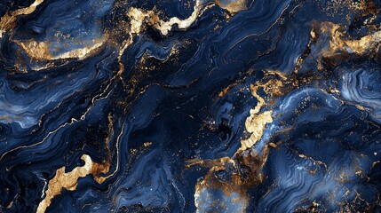 Fototapeta premium Opulent Marble Elegance: Luxurious Pattern in Gold and Blue Hues
