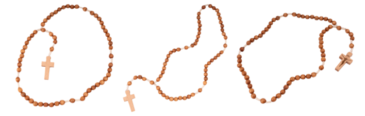 rosario sobre un fondo transparente PNG, tres rosarios