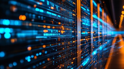 A dynamic representation of advanced data transfer in modern technology, shown through vibrant neon lights in motion across a digital landscape, symbolizing connectivity.