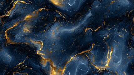 Fototapeta premium Luxurious Sapphire Blue and Gold Marble Seamless Pattern