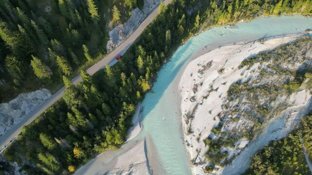 Aerial view of river bed in Vorderriss