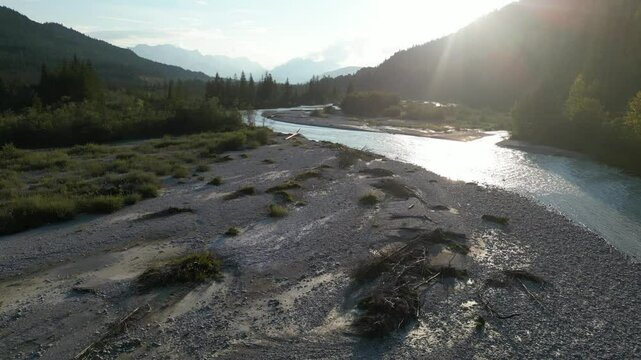 Aerial view of river bed in Vorderriss