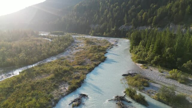Aerial view of river bed in Vorderriss
