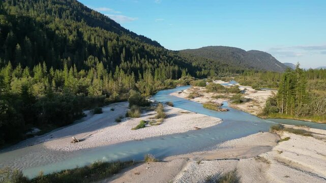 Aerial view of river bed in Vorderriss