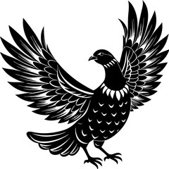 Partridge Silhouette in Flight Vector Art