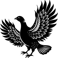 Partridge Silhouette in Flight Vector Art