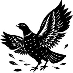 Partridge Silhouette in Flight Vector Art