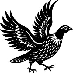 Partridge Silhouette in Flight Vector Art