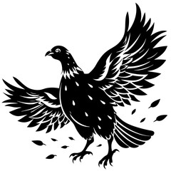 Partridge Silhouette in Flight Vector Art
