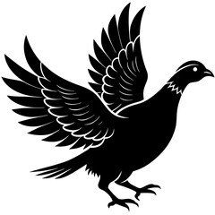 Partridge Silhouette in Flight Vector Art