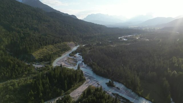 Aerial view of river bed in Vorderriss