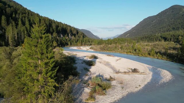Aerial view of river bed in Vorderriss
