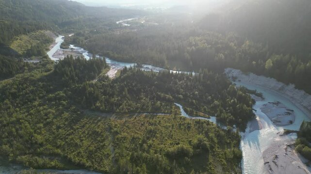 Aerial view of river bed in Vorderriss