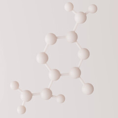 Part of beauty product chemical formula and molecules of cosmetics ingredients 3d rendering