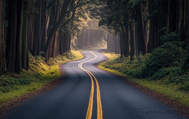 Obraz premium Road in forest. Autun road