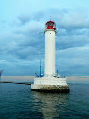 Fototapeta premium Vorontsov Lighthouse, Ukraine, the gulf of Odessa at sunny day.