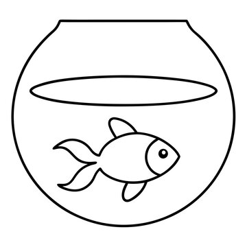 recommend clip art: Minimalist Goldfish Line Art with Flowing Fins in a Bowl Vector Design