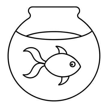 recommend clip art: Minimalist Goldfish Line Art with Flowing Fins in a Bowl Vector Design