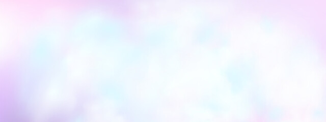 Panoramic abstract pink blue sky background. Skyscape with fluffy clouds. Gradient fantasy paradise background.