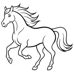 Galloping Horse Line Art with Flowing Mane Vector