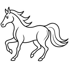 Galloping Horse Line Art with Flowing Mane Vector