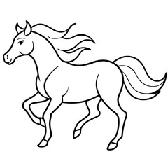 Galloping Horse Line Art with Flowing Mane Vector