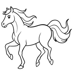Galloping Horse Line Art with Flowing Mane Vector