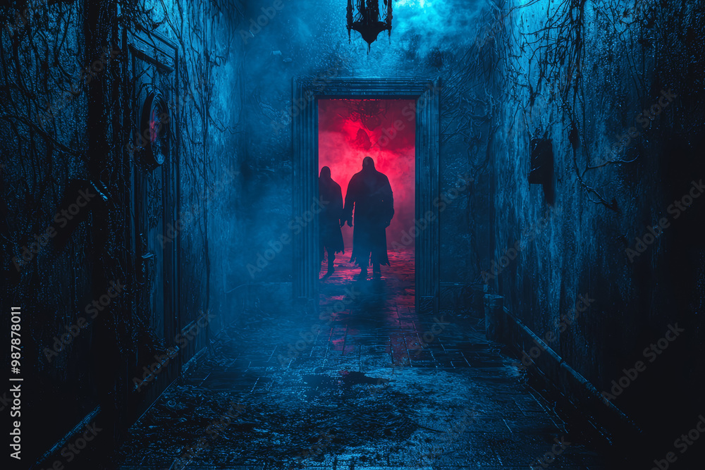 Aufkleber a high-tech haunted house experience with augmented reality ghosts and interactive scares controlled