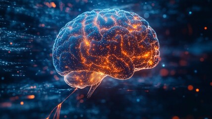 A human brain connected to a virtual reality headset, with glowing neural activity surrounding it, representing the fusion of VR technology and brain science.