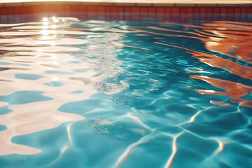 Close up of blue water in swimming pool on sunny day