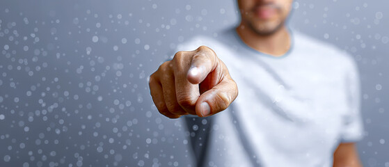 Businessman pressing a button on a virtual screen man pointing finger
