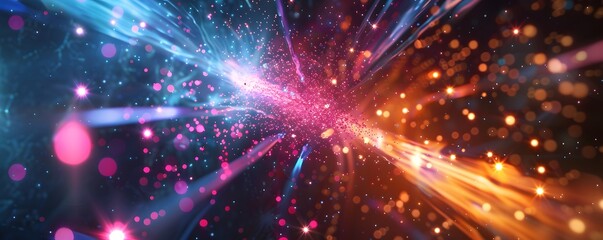 Fototapeta premium Dynamic abstract image showcasing vibrant colors and radiant light effects, perfect for sci-fi, technology, and graphic design themes.