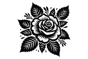 Rose silhouette vector illustrations