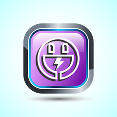 Electricity, Power, Plug Icon Design Illustration, Icon For Web and mobile application, Pink Color Square Button Design