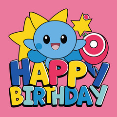 Cute Happy Birthday Typography Vector Design, Eye-Catching Text for Celebrations