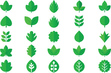 set of green leaves
