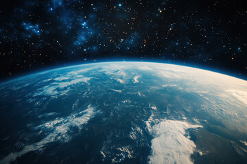 Obraz premium The earth emits blue light in the universe. Technology concept illustration.