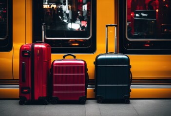 stylish luggage arrangements showcasing modern travel environments trendy designs functional features contemporary traveler, suitcase, bag, backpack