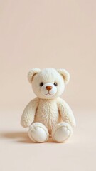 A soft, plush teddy bear sits against a neutral background, showcasing its gentle expression and inviting features, perfect for any child&rsquo;s room